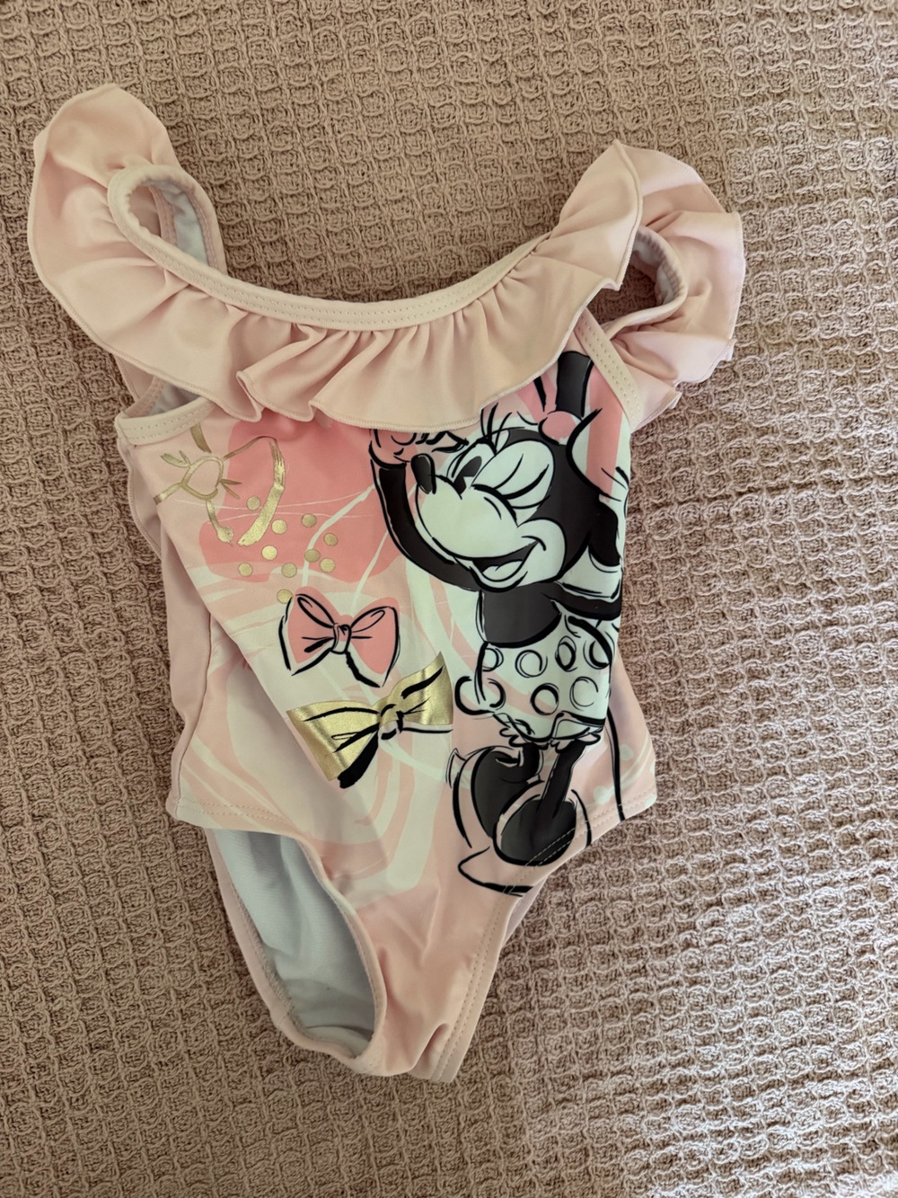 Disney Light Pink and Light Gray Girls Swimwear
